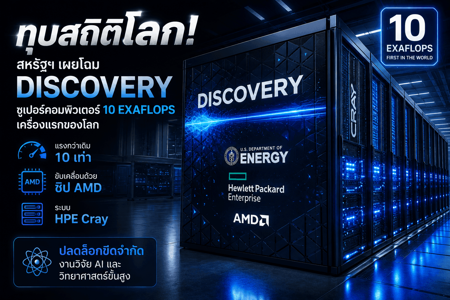 สหรัฐฯ เปิดตัว "Discovery" ซูเปอร์คอมพิวเตอร์ระดับ 10 Exaflops ตัวแรกของโลก