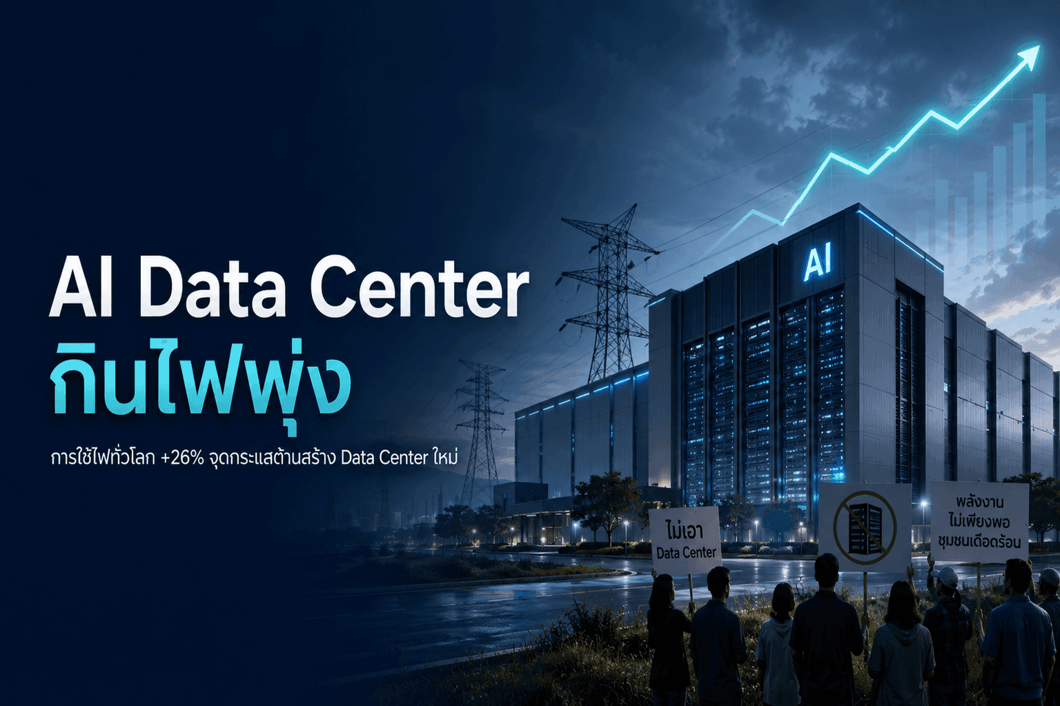 ปัญหาสายส่งไฟฟ้าตึงตัว! หลายประเทศเปิดศึกต่อต้านการสร้าง Data Center เพิ่มเติม