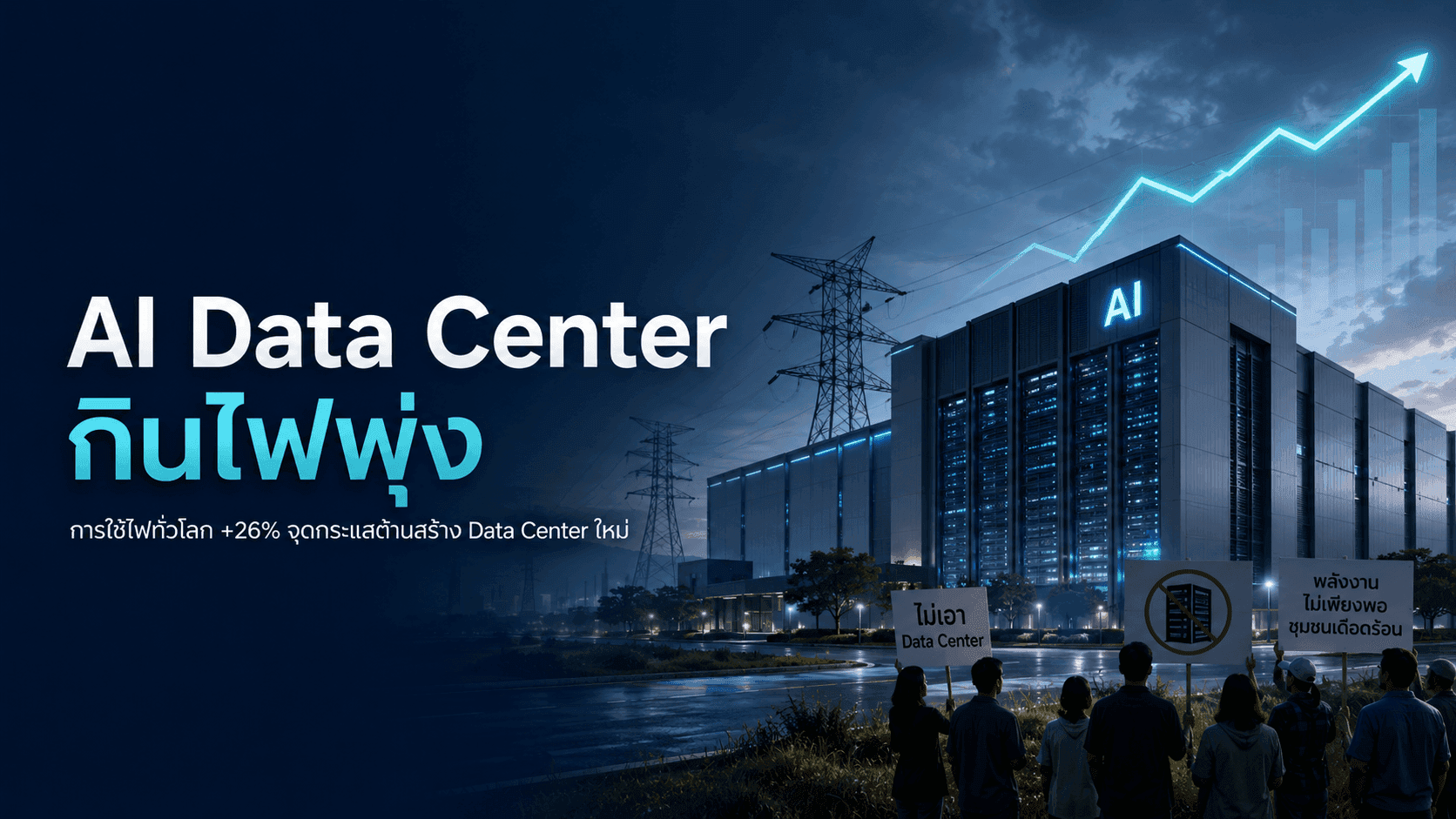 ปัญหาสายส่งไฟฟ้าตึงตัว! หลายประเทศเปิดศึกต่อต้านการสร้าง Data Center เพิ่มเติม